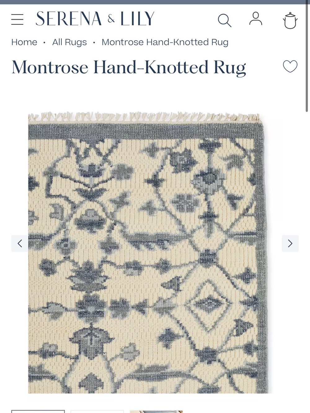 Serena & Lily Montrose Blue and Cream Floral Handknotted 3x5 Wool Rug